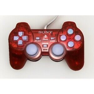 OEM Sony PlayStation 1 PS1 Clear Red DualShock Analog Controller SCPH-110